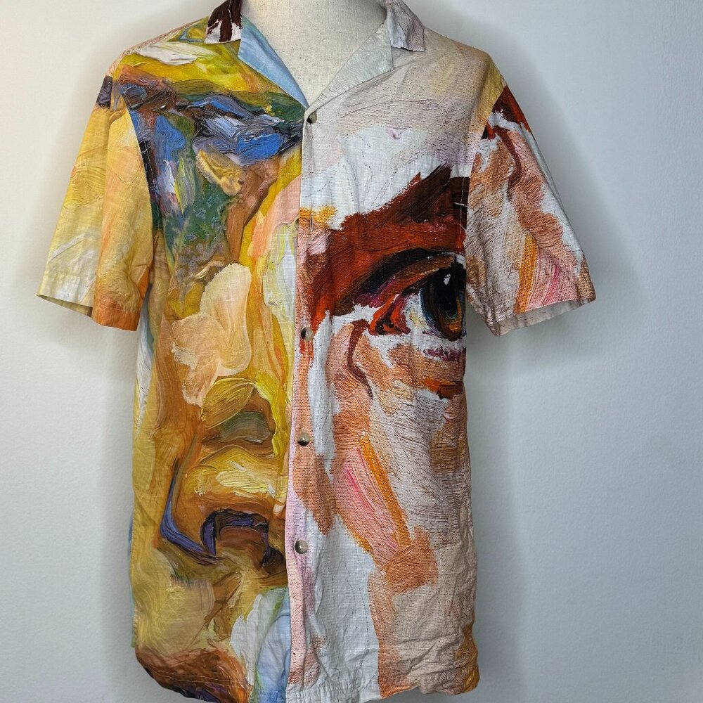 ASOS Abstract Water Color Face Painting Short-Sleeve Shirt | Men's Large